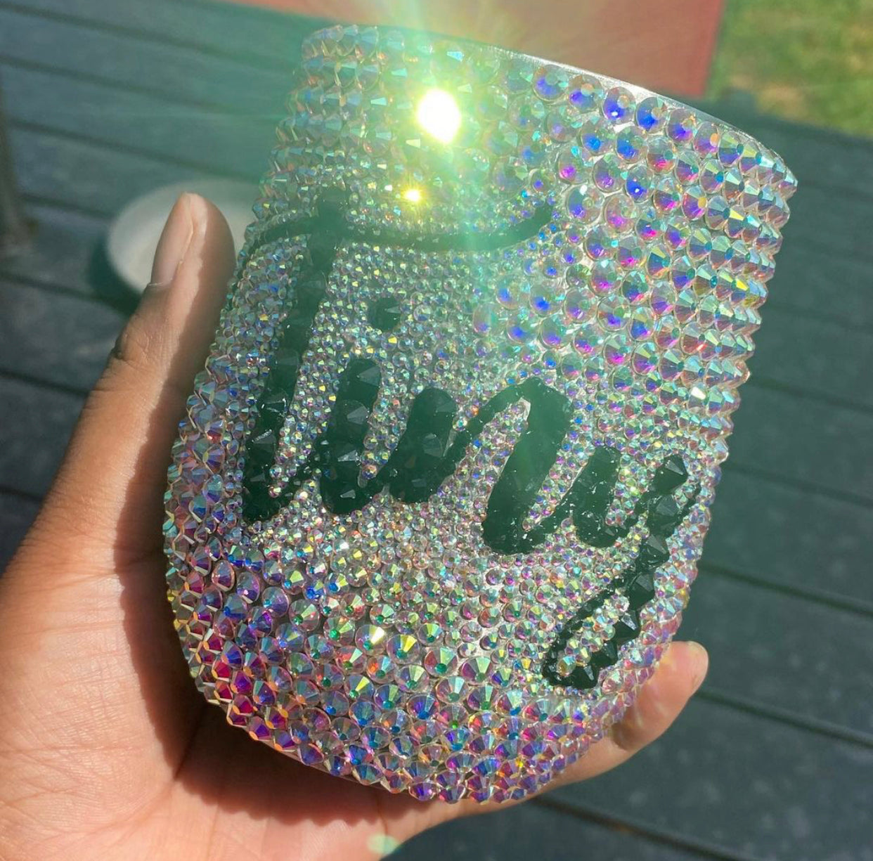 2024 Custom rhinestoned wine tumbler with lid